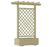 vidaXL Pérgola de Jardín Enrejada y Jardinera Porche Patio Terraza Cenador Plantas Flores Balcón Duradera 162x56x204 cm Madera de Pino