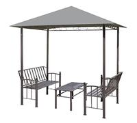 vidaXL Pérgola Jardín Mesa Bancos 2,5x1,5x2,4 m Gris Muebles Mesilla Taburete