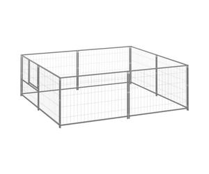 VidaXL Perrera Acero Cuadrada Pequeña Plateada