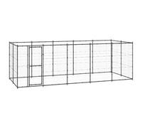 Vidaxl perrera de acero negra y plateada para perros