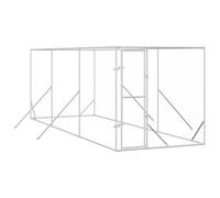 vidaXL Perrera de exterior - Jaula/caseta para perros, acero galvanizado plateado