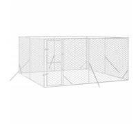 vidaXL Perrera de Exterior Acero galvanizado Plateado 4x4x2 m