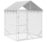 vidaXL Perrera de exterior con techo acero galvanizado plata 6x2x2,5 m