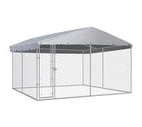 vidaXL Perrera de Exterior con Techo Animales Mascotas Perros Jaulas Cercados Casetas Casa Jardín Estructura Actividades Aire Libre 382x382x225 cm