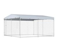 vidaXL Perrera de Exterior con Techo Animales Mascotas Perros Jaulas Cercados Casetas Casa Jardín Estructura Actividades Aire Libre 382x382x225 cm