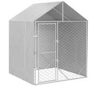 vidaXL Perrera de Exterior con toldo Acero galvanizado Plata 2x2x2,5 m, Jaula para Perros, caseta para Perros, Jaula para Mascotas