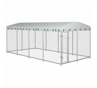 vidaXL Perrera de exterior grande plateada para perros