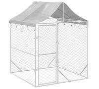 vidaXL Perrera de Exterior, Jaula Caseta para Perros, Recinto para Animales Pequeños, Corral para Jardín Patio, Acero Galvanizado Plateado 2x2x2,5 m