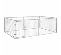 vidaXL Perrera de exterior puerta acero galvanizado plateado 2x1x1 m