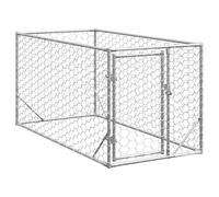 vidaXL Perrera de Exterior Puerta Acero galvanizado Plateado 2x1x1 m, Jaula para Perros al Aire Libre, Jaula para Perros Grande, Corral para Perros al Aire Libre