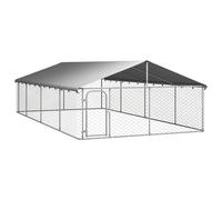 VidaXL Perrera Exterior Plateada para perros