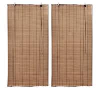 vidaXL Persianas Enrollables de Bambú 2 Piezas Estor Plegable Opaca Romana Decoración Ventana Interior Cortina Ecológico Privacidad Marrón 80x160 cm