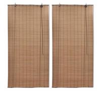 vidaXL Persianas Enrollables de Bambú 2 Piezas Estor Plegable Opaca Romana Decoración Ventana Interior Cortina Ecológico Privacidad Marrón 100x160 cm