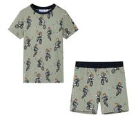 vidaXL Pijama de Manga Corta Infantil Caqui Claro 128