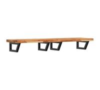 vidaXL Placa de lavabo con soporte, placa de madera, consola de lavabo, montaje en pared, estante de pared, acero macizo, madera de acacia