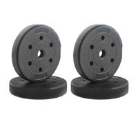 vidaXL Placas de Peso 4 pcs 10 kg Negro Cemento y Arena de Hierro, Soluciones de Gimnasio en casa para Pesas, Pesos Resistentes, Discos Personalizables, Agarre Seguro para Levantar