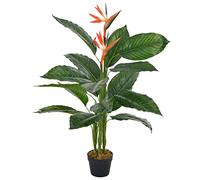 vidaXL Planta Artificial Decoración Strelitzia Ave del Paraíso Maceta Flor Decorativa Realista Exterior Interior Hojas Plástico 100 cm Alta Verde Roja