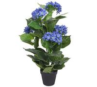 vidaXL Planta Artificial Hortensia con Macetero 60 cm Azul Maceta de Plástico