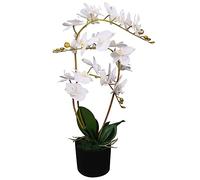 vidaXL Planta Artificial Orquídea con Macetero Altura Total 65 cm Color Blanca