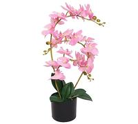 vidaXL Planta Artificial Orquídea con Macetero Altura Total 65 cm Color Rosa