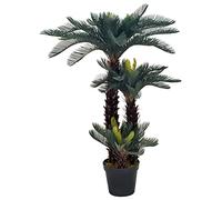 vidaXL Planta Artificial Decoración Palmera CICA Maceta Flores Decorativas Realistas Exterior Interior Oficina Hojas Plástico 125 cm Alta Verde Marrón