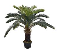 vidaXL Planta Artificial Decoración Palmera CICA Maceta Flores Decorativas Realistas Exterior Interior Oficina Hojas Plástico 90 cm Alta Verde Marrón