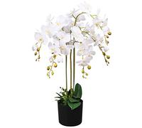 vidaXL Planta artificial orquídea con macetero 75 cm blanca
