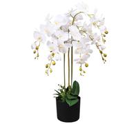 vidaXL Planta de orquídea Artificial con macetero Blanca 75 cm