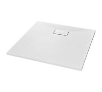 vidaXL Plato Ducha Resina Textura Pizarra Extraplano Antideslizante Mineral Fibra Vidrio Resistente Duradero Fácil Limpiar Cuadrado Blanco 90x90 cm