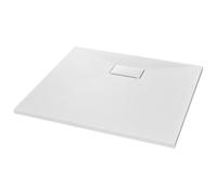 vidaXL Plato Ducha Resina Textura Pizarra Extraplano Antideslizante Mineral Fibra Vidrio Resistente Duradero Fácil Limpiar Cuadrado Blanco 90x80 cm