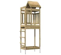 vidaXL Play Tower Brown 52,5 x 85 x 238 cm, madera maciza impregnada, moderno juego al aire libre, parque infantil duradero, estación de juegos para niños, torre de aventura de temporada, centro de