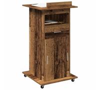 vidaXL Mesa de Trabajo Estilo Rústico con Ruedas Madera Sólida Recuperada Escritorio Portátil Almacenamiento Amplio Ideal para Oficina y Manualidades Acabado Texturizado Solo para Uso Interior Estació