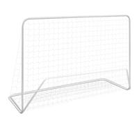 vidaXL Portería de Fútbol con Red, Red de Portería Deportiva, Red de Práctica de Fútbol, Portería de Exterior, Acero Blanco 182X61X122 cm