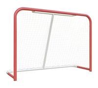 vidaXL Portería de hockey con red – Acero y poliéster, Rojo/Blanco 153x60x118 cm