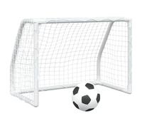 vidaXL Porterías fútbol niños y balón 2 uds Metal Blanco 64x35x48 cm, portería de fútbol Infantil, Mini portería de fútbol, Objetivo de fútbol para niños