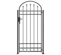 vidaXL Poste de Valla Assen 200 x 88 x 14 cm Acero Gris con Cerradura, Puerta Exterior, Acceso de Acero, Cerca de jardín, Detalles Decorativos, Seguridad Rectangular, Entrada de Camino