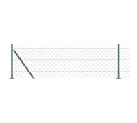 vidaXL Cerca de malla metálica con 13 postes acoplados, 0.6 x 25 m, acero galvanizado, superficie lisa, color verde, ideal para exteriores. Perfecta para delimitar tu jardín y crear un espacio segur