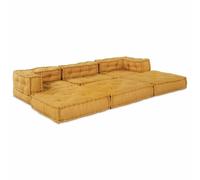 vidaXL Pouffe Modular 3 Piezas en Tela Amarilla | Sofá de Piso Cómodo con Relleno de Algodón Ecológico, Ideal para Usar Dentro y Fuera de Casa. Tamaño 70 x 54 cm. Cojín Moderno para Muebles de Jardín