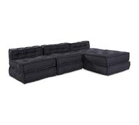 vidaXL Pouffe Modular Pack de 4 en Tela Antracita | Sofá de Suelo Versátil con Relleno de Algodón Ecológico Uso Interior y Exterior - Dimensiones 70 x 54 cm - Muebles para la Sala de E