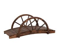 vidaXL Puente de jardín con Media Rueda Madera Maciza Abeto 99x50x38cm, Puente de jardín de Madera, Puente peatonal de Arco, Pasarela de jardín