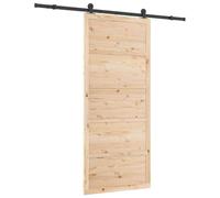 vidaXL Puerta corredera 100 x 208 cm con riel de 183 cm de pino macizo, estilo rústico, ideal para interiores, entrada o sala, con componentes ajustables, diseño compacto y decoración natural para e