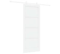 vidaXL Puerta Corredera Blanco 83 x 202 cm Madera de Pino Maciza, Sala Moderna, Divisor Elegante, Puerta Deslizante Minimalista, Partición Funcional, Diseño Interior de Acero