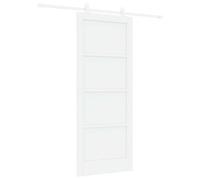 vidaXL Puerta Corredera Blanco 83 x 202 cm Madera de Pino Maciza, Sala Moderna, Divisor Elegante, Puerta Deslizante Minimalista, Partición Funcional, Diseño Interior de Acero