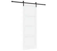 vidaXL Puerta Corredera Blanco y Negro 83 x 232 cm, Puerta interior moderna, deslizante rectangular, diseño ahorrador de espacio, madera de pino, elegante y funcional