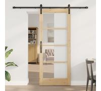 vidaXL Puerta corredera con hardware 'ORKDAL' de madera maciza y vidrio, puerta interior con vidrio 'ORKDAL'83x202x4 cm de pino macizo