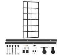 vidaXL Puerta Corredera con Herrajes Entrada Corrediza Deslizante Hogar Cuarto de Baño Salón Sala de Estar Habitación ESG Vidrio y Aluminio 90x205 cm