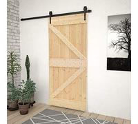 vidaXL Puerta Corredera con Herrajes Entrada Corrediza Deslizante Hogar Cuarto de Baño Salón Sala de Estar Habitación 80x210 cm Madera Maciza de Pino