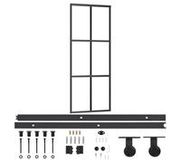 vidaXL Puerta Corredera con herrajes, ESG vidrio y aluminio, 76x205 cm