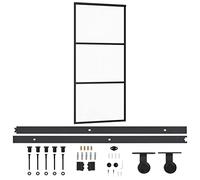 vidaXL Puerta Corredera con Herrajes Entrada Corrediza Deslizante Hogar Cuarto de Baño Salón Sala de Estar Habitación ESG Vidrio y Aluminio 90x205 cm
