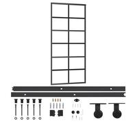 vidaXL Puerta Corredera con Herrajes Entrada Corrediza Deslizante Hogar Cuarto de Baño Salón Sala de Estar Habitación ESG Vidrio y Aluminio 90x205 cm